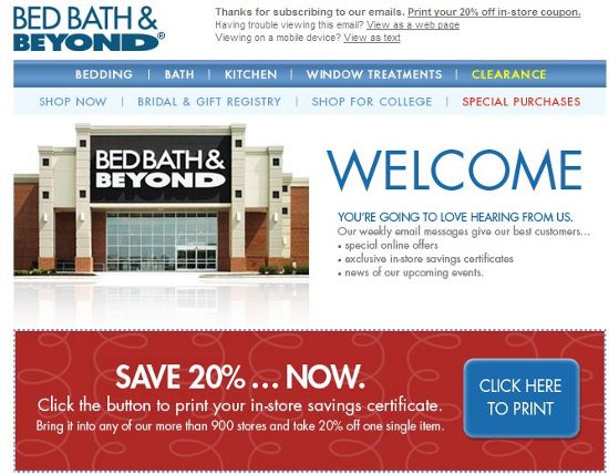 Bed Bath and Beyond 20% Off Coupon